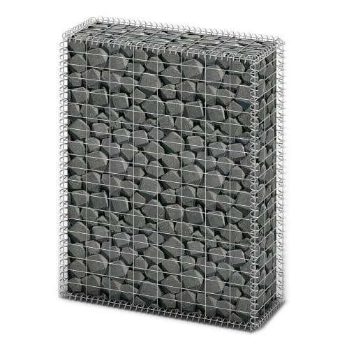 Gabionkorg med lock galvaniserad tråd 100 x 80 x 30 cm