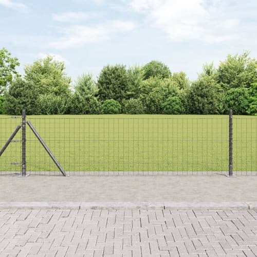 Stängselstolpar med Basplattor 7 stycken Ø32mm 50cm Galvaniserad Stål