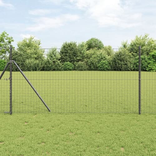 Stängselstolpar 7 st Grå Ø32 mm 170 cm Galvaniserat Stål