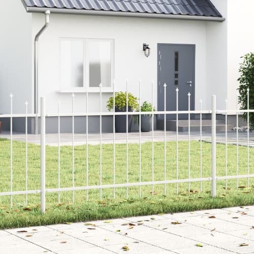 Trädgårdsstängsel med Hoop Top Vit 10.2x1 m Stål