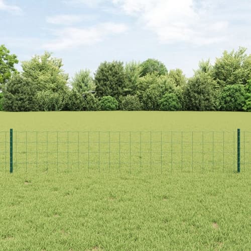 Euro Staket med 11 U-poster Grön 0,4x25 m Stål