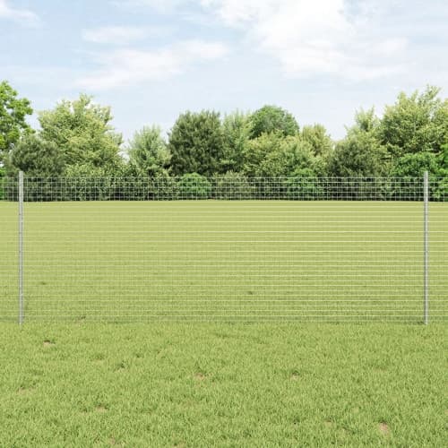 Svetsad Trådgrind med 11 U-stolpar Silver 0.8x25 m Stål