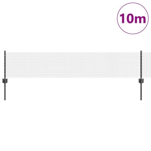 Väggnät med 5 U-poster Grå 0.4 x 10 m Stål