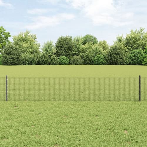 Svetsad Stängsel med 11 U-Poster Grå 0.4x25 m Stål