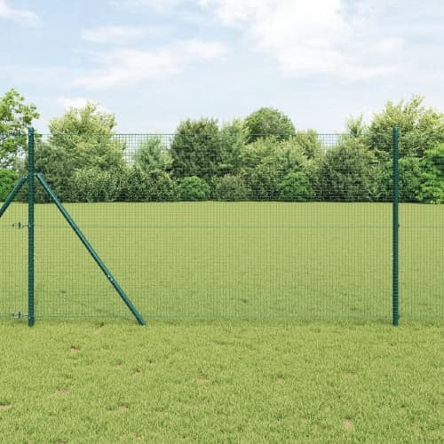 Gjärdesgårdsstolpe Set 2 stycken Grön Stål, PVC 10 x 1 m Robust