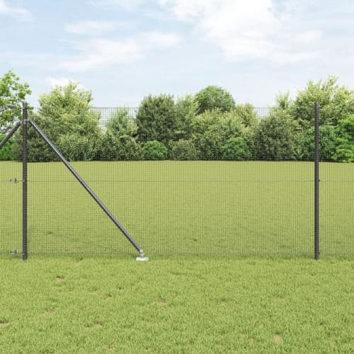 Stängselpostset 2-pack Svart Stål 10 x 1 m Hållbar