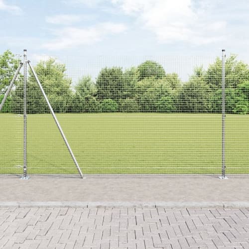 Svetsat Trådgärdg med 7 Flangerade Poster 1.6x10 m Galvaniserat Stål