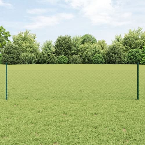 Staketstolpar 11 st U-Kanal Grön 60 cm Stål, vidaXL Hexagon Staket Grön 0,5x100 m Stål