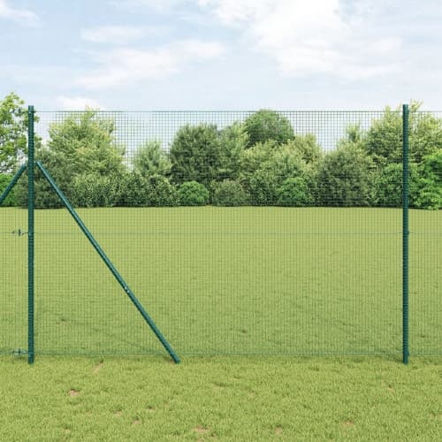 Stängselpostset Set om 2 Grön PVC-belagt stål 10 x 1,5 m