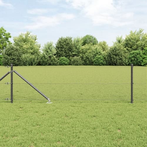Fence Post Set Set med 2 Grå Galvaniserat stål, PVC 25 x 0.5 m