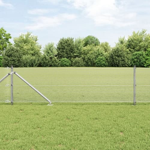 Stängselstolpsset Set om 2 Galvaniserat stål 25 x 0.5 m Hållbart