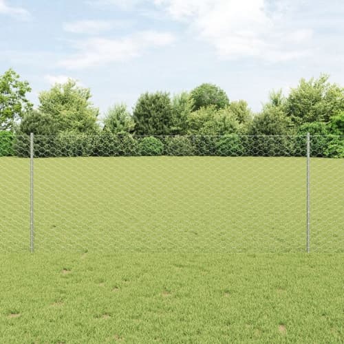 Stängselstolpar 10 st U-Kanal 100 cm Galvaniserat stål, vidaXL Hexagonstängsel 1x10 m Galvaniserat stål