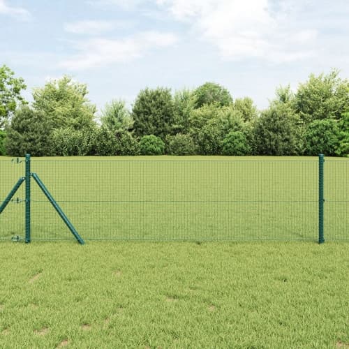 Stängselstolpe Set Set med 2 Grön Polyetenbelagt stål 10 x 0,5 m