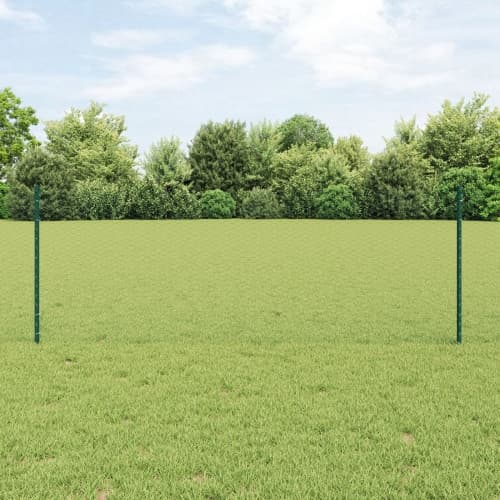 Staketstolpar 11 stycken U-Kanal Grön 80 cm Stål, vidaXL Sexkantigt Staket Grön 0,8x100 m Stål
