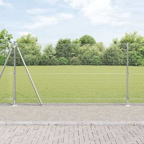 Svetsat Trådstängsel med 13 Flangerade Stolpar 1,2x25 m Galvaniserat Stål