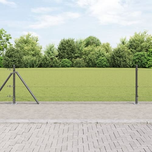 Grå Staketstolpe Set Set om 2 Grå Metall 25 x 0.5 m Hållbar