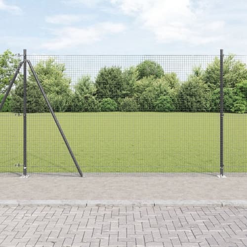 stängselstolpe set Set om 2 Grå Galvaniserat stål 10 x 1,5 m