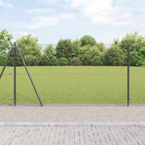 Svetsat trådstängsel med 7 flänsade stolpar Grå 1,2x10 m Stål