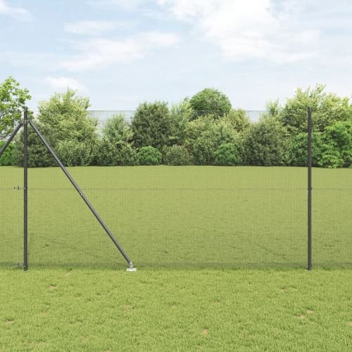 Staketstolpe Set Set med 2 Grå Stål 25 x 1.5 m Hållbar