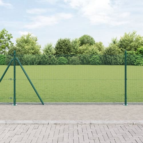 Svetsat Trådstängsel med 13 Flanged Posts Grön 1x50 m Stål