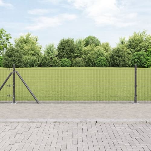 Stängselpost Set 2-pack Grå Stål 10 x 0.5 m Tålig Rektangulär