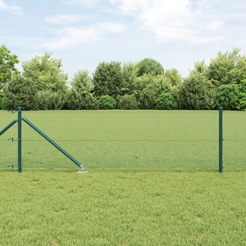 Svetsat Trådstängsel med 7 Spikposter Grön 0,4x10 m Stål