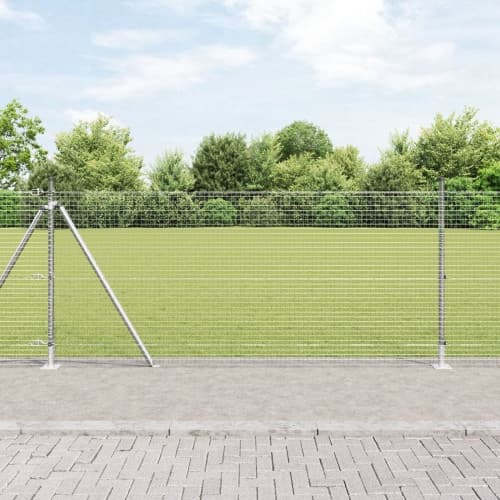 Stängselstolpe Set 25 m Set med 2 Galvaniserad silver