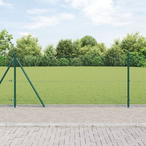Stålstolpset Set med 2 Grön Stål med polyetenskydd 10 x 1 m