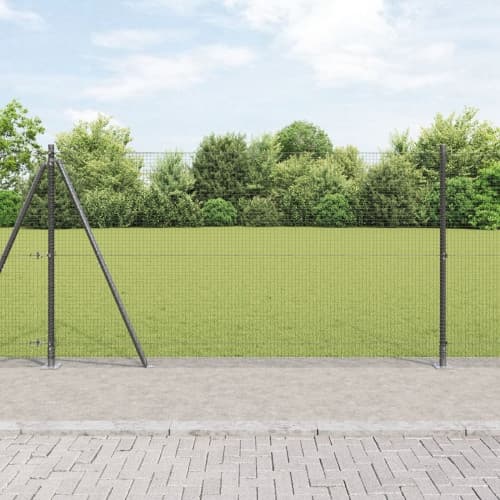 Svetsat Trådgaller med 7 Flangerade Stänger Grå 1.2x10 m Stål