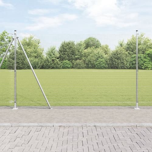 Svetsat Trådstängsel med 13 Flänsade Stolpar 1.5x50 m Galvaniserat Stål