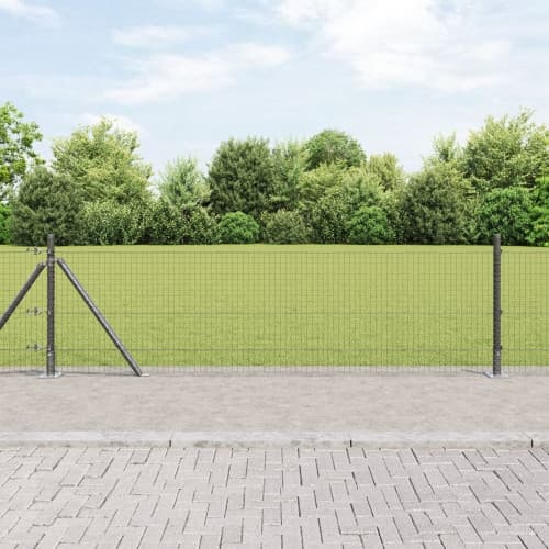 Stängselpostsset Set om 2 Grå Stål 10 x 0.5 m Hållbar