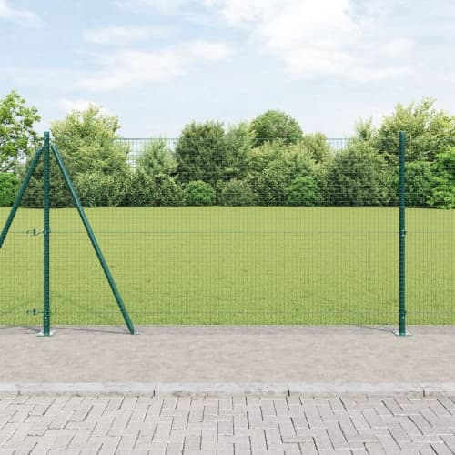Svetsat Trådgärd med 13 Flänsade Stolpar Grön 1.2x25 m Stål