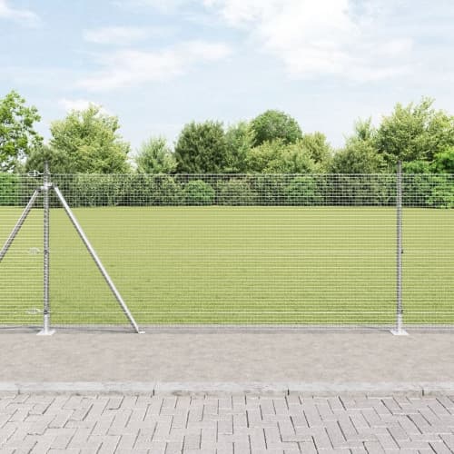 svetsat trådstängsel med 13 flänsade stolpar 1x50 m galvaniserat stål