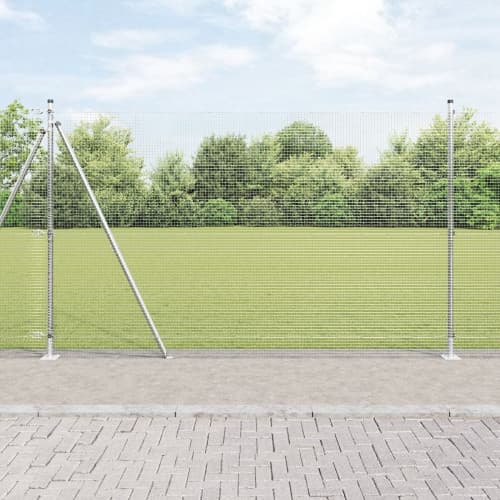 Svetsat Trådgaller med 13 Flänsade Stolpar 1.6x25 m Galvaniserat Stål