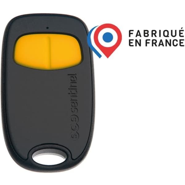 Fjärrkontroll 2 kanaler - SCS SENTINEL - SimplyControl - Gul, räckvidd 40m, frekvens 433.92 MHz, inkluderat litiumbatteri CR2032.