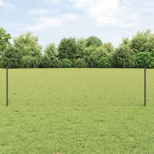 Staketstolpar 5 st U-kanal Grå 60 cm Stål, vidaXL Hexagonstaket Grå 0.5x10 m Stål