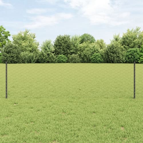 Staketstolpar 11 st U-kanal Grå 60 cm Stål, vidaXL Hexagonstaket Grå 0,6x50 m Stål