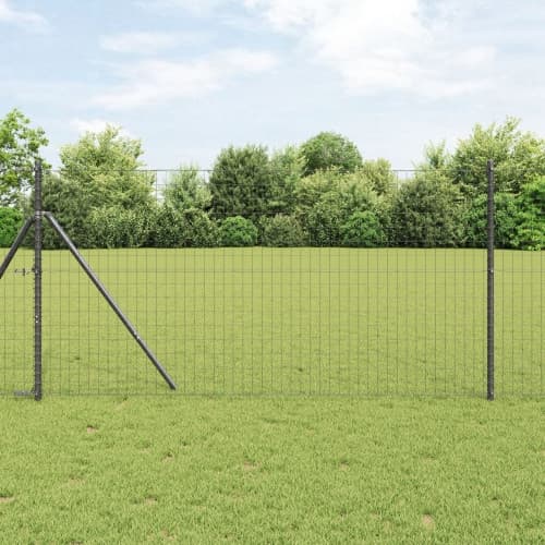Euro Inhägnad med 13 Stolpar 1x25 m Galvaniserad Stål Grå