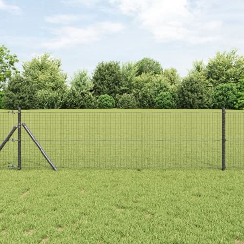 PVC Staketpostset Set om 2 Grå PVC-belagt stål 10 x 0.5 m