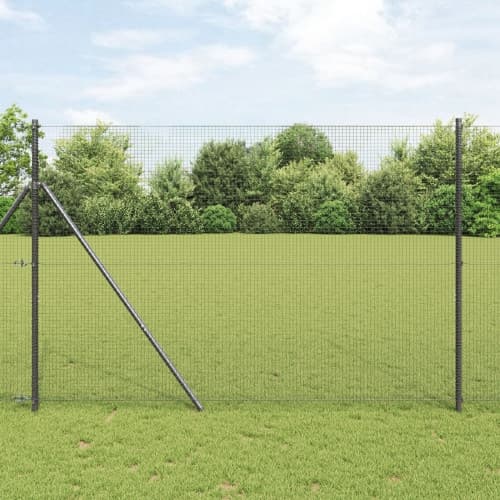 Stängselstolpe Set Set om 2 Grå Metall 25 x 1.5 m Hopfällbar