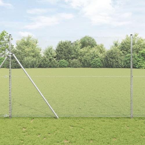 Hexagonstängsel 1.5x50 m Galvaniserat stål, vidaXL Stängselstolpar 13 stycken Ø32 mm 200 cm Galvaniserat stål