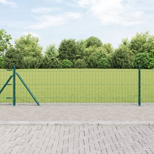 Euro Stängsel med 7 Flangerade Stolpar 0,4x10 m Galvaniserat Stål