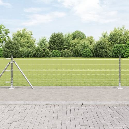 Euro Stängsel med 13 Flangade Stolpar 0,6x50 m Galvaniserat Stål