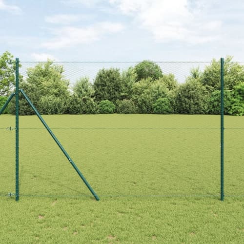 hexagonstängsel grå 1.5x100 m stål, vidaXL stängselstolpar 13 st grön Ø32 mm 200 cm galvaniserat stål