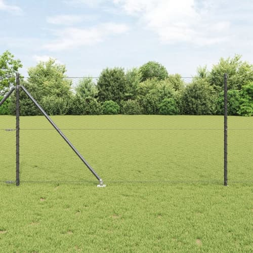 Hexagon Staket Grå 1x100 m Stål, vidaXL Staketpinnar med Spets 13 st Ø32 mm 120 cm Galvaniserat Stål