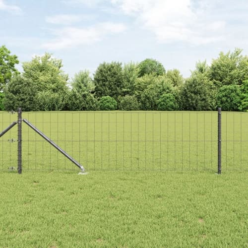 Eurostaket med 13 spikposter 0.4x25 m galvaniserat stål grått