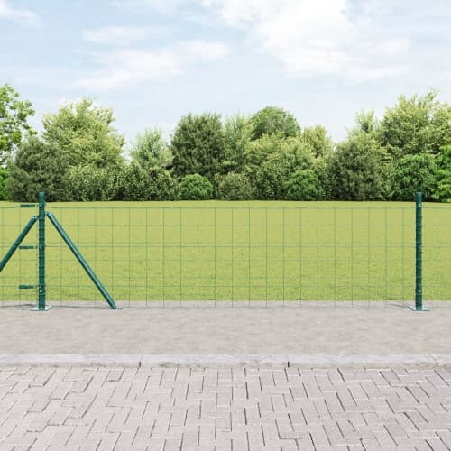 Euro Fence med 7 flänsade stolpar 0.4x10 m galvaniserat stål