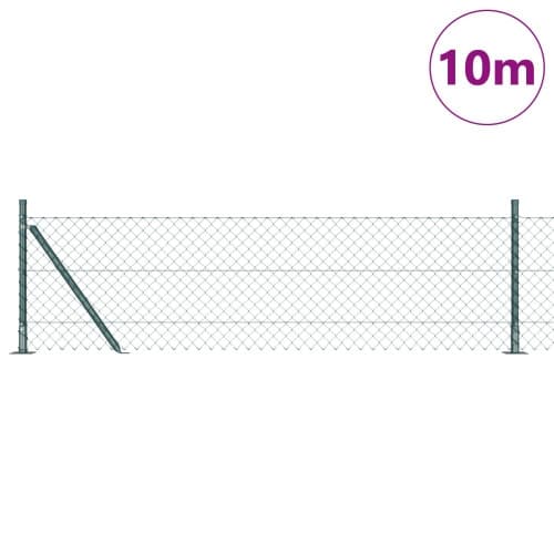 Kedjestängsel med 7 flänsade stolpar 0.6x10 m Galvaniserat stål