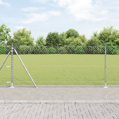 Kedjejärnsvägg med 13 flangade stolpar 0.8x25 m Galvaniserat stål