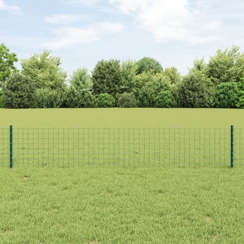 Staketstolpar 22 stycken U-Kanal Grön 80 cm Stål